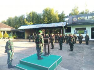 Jaga Nilai Juang, Prajurit dan PNS Kodim 1617/Jembrana Khidmat Laksanakan Upacara Senin